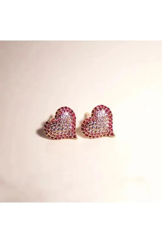 Queen of Hearts Studs-Pink