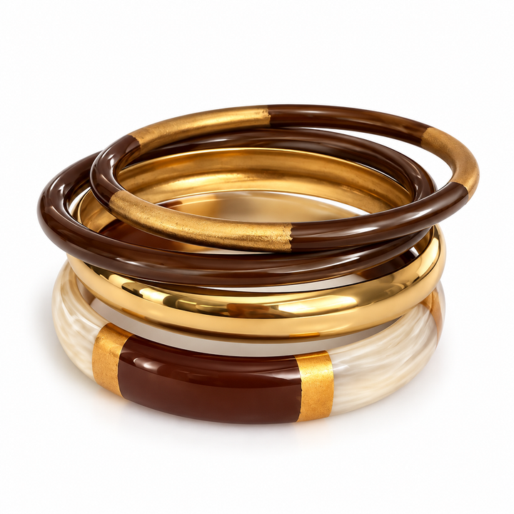 Waterproof Bangle Bracelet Set | Brown