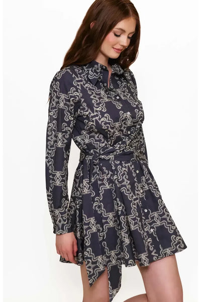 Evelyn Navy Print Dress