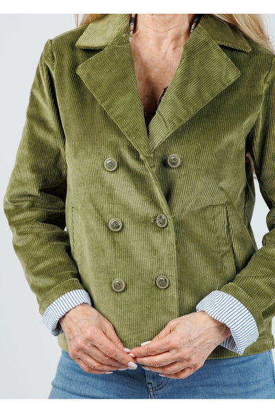 Elliott Lauren Corduroy Double-Breasted Jacket - Olive