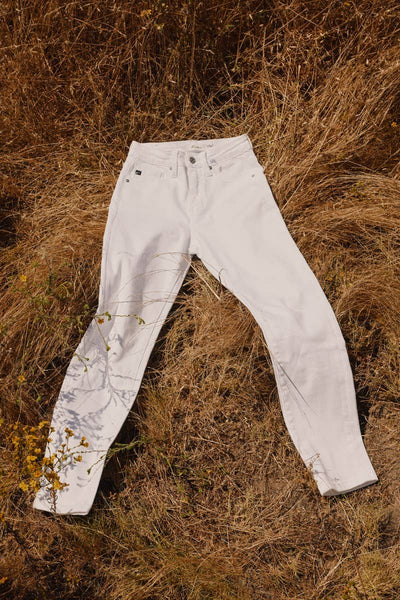 Kan Can USA - OPEN PACK HIGH RISE SLIM STRAIGHT JEANS-KC11252WT: WHITE / 5/26