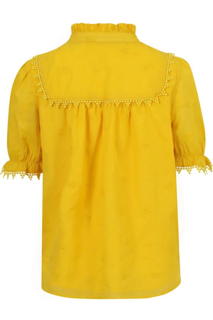 Osaka Cotton Embroidered Top Sulphur Yellow