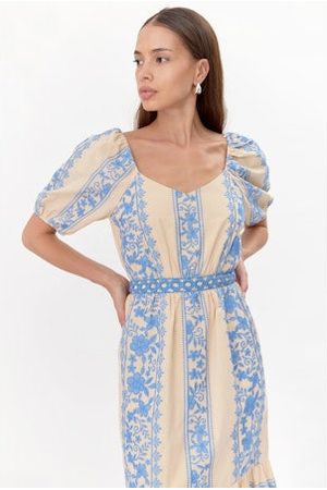 Elena Embroidered Midi Dress