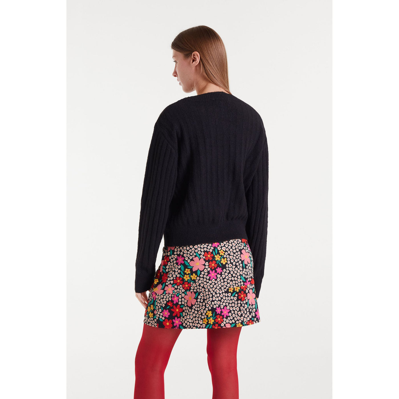 Black Crew Neck A Line Sweater