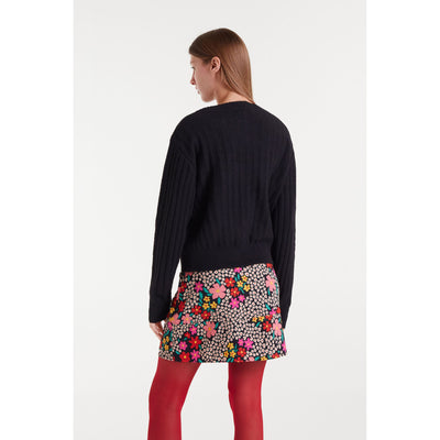 Black Crew Neck A Line Sweater