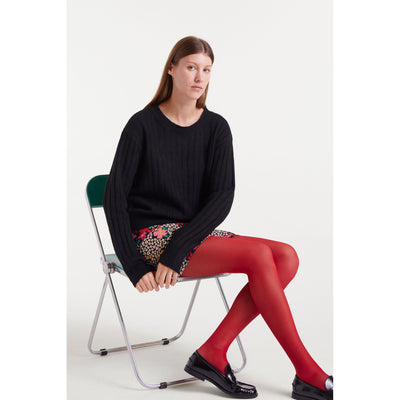 Black Crew Neck A Line Sweater