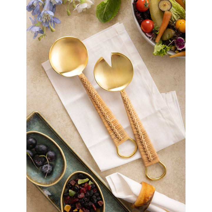 Helsinki Rattan Salad Servers