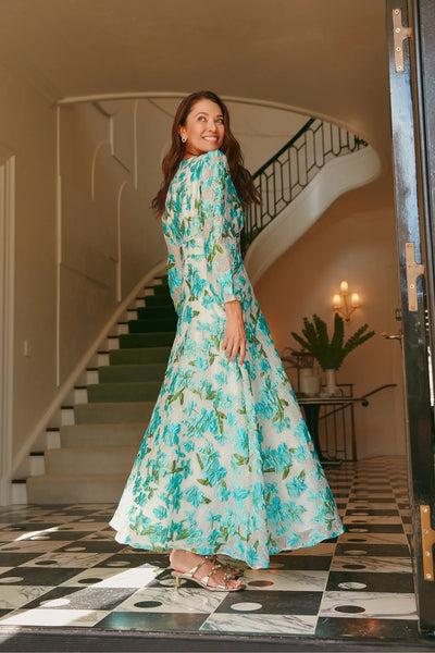 Brooke Floral Jacquard Gown Abbey Glass