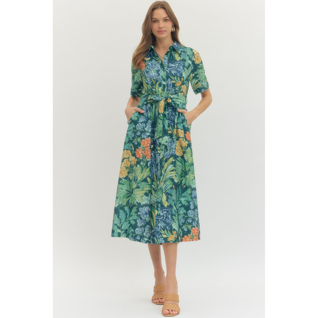 green jungle print dress Green Jungle Print Shirt Dress – The Pearl Pagoda