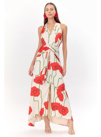 Rosalyn Abstract Rose Print Maxi Dress