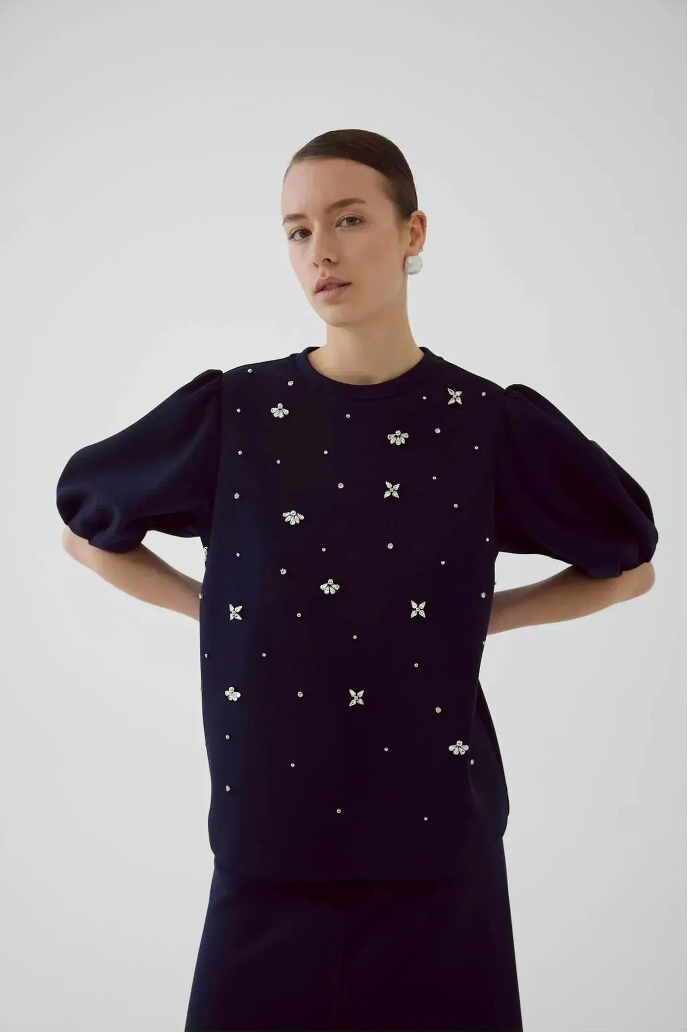 Aderyn Short Sleeve Embellished Sweatshirt