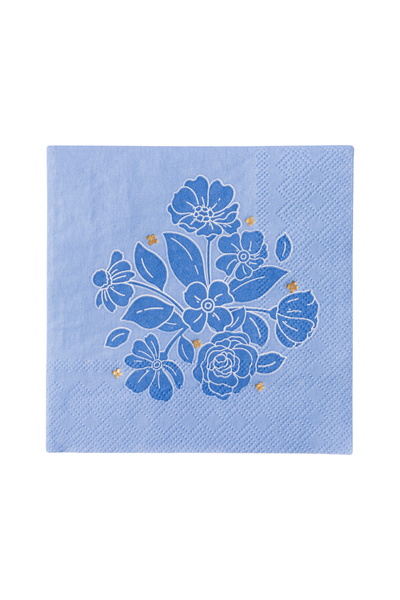 Bonjour Fête - BELLE BLUE ELEGANT FLORAL COCKTAIL NAPKINS
