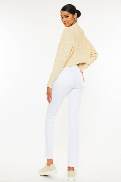 Kan Can USA - OPEN PACK HIGH RISE SLIM STRAIGHT JEANS-KC11252WT: WHITE / 5/26