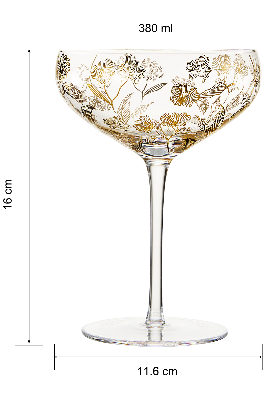 Vintage Gold Floral Champagne Coupe s/2