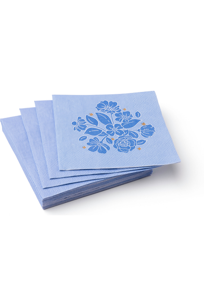 Bonjour Fête - BELLE BLUE ELEGANT FLORAL COCKTAIL NAPKINS