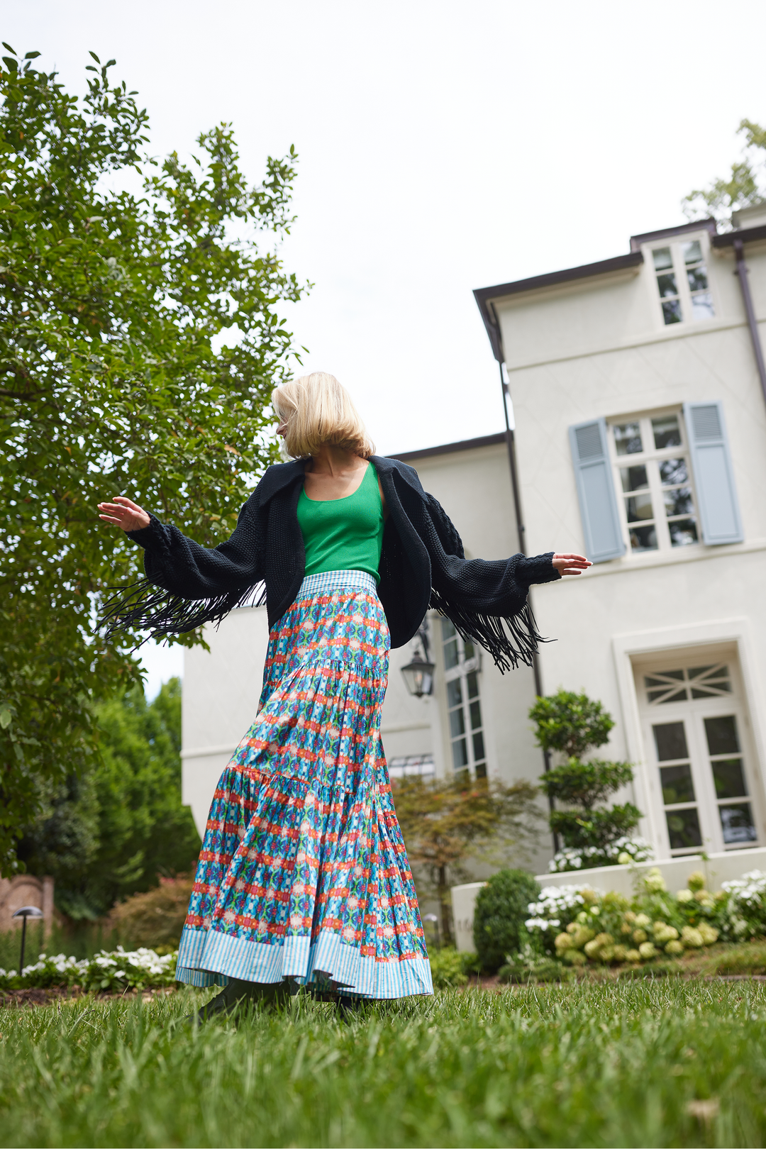ワンピース PAROSH Women Mid Skirts D726025PANTY25 012 BLUE Blue Paradise Hills Maxi Skirt