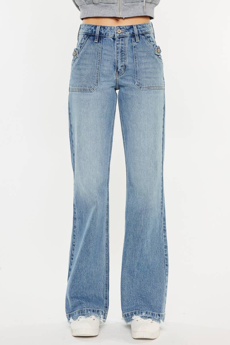 Kan Can High Rise Wide Flare Jeans