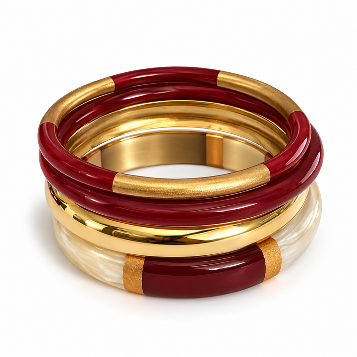 Waterproof Bangle Bracelet Set | Red