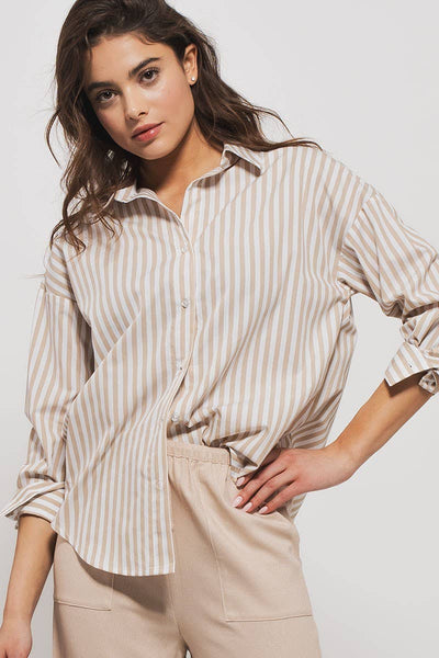 Urban Daizy - Striped Shirt: Light PINK