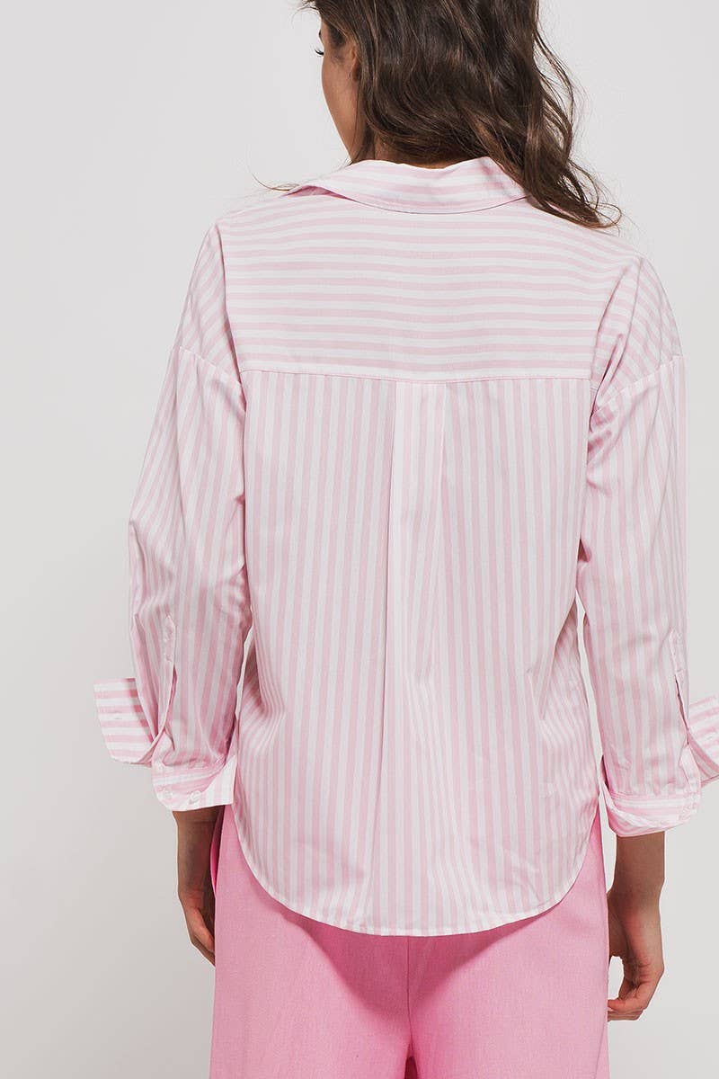 Urban Daizy - Striped Shirt: Light PINK
