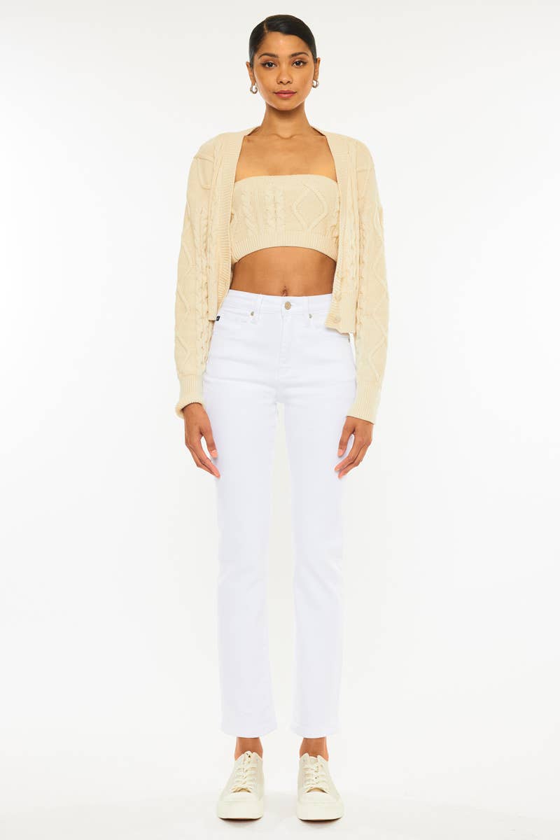 Kan Can USA - OPEN PACK HIGH RISE SLIM STRAIGHT JEANS-KC11252WT: WHITE / 5/26