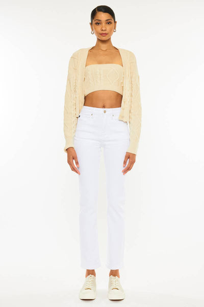 Kan Can USA - OPEN PACK HIGH RISE SLIM STRAIGHT JEANS-KC11252WT: WHITE / 5/26