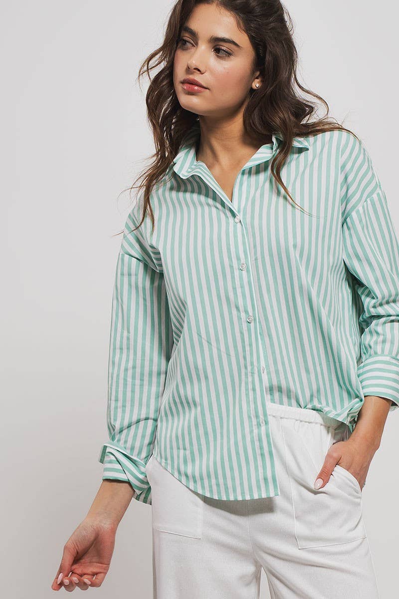 Urban Daizy - Striped Shirt: Light PINK