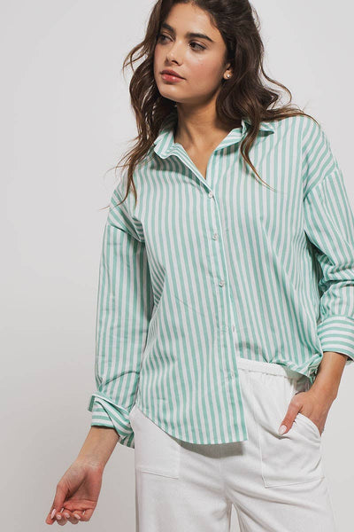 Urban Daizy - Striped Shirt: Light PINK