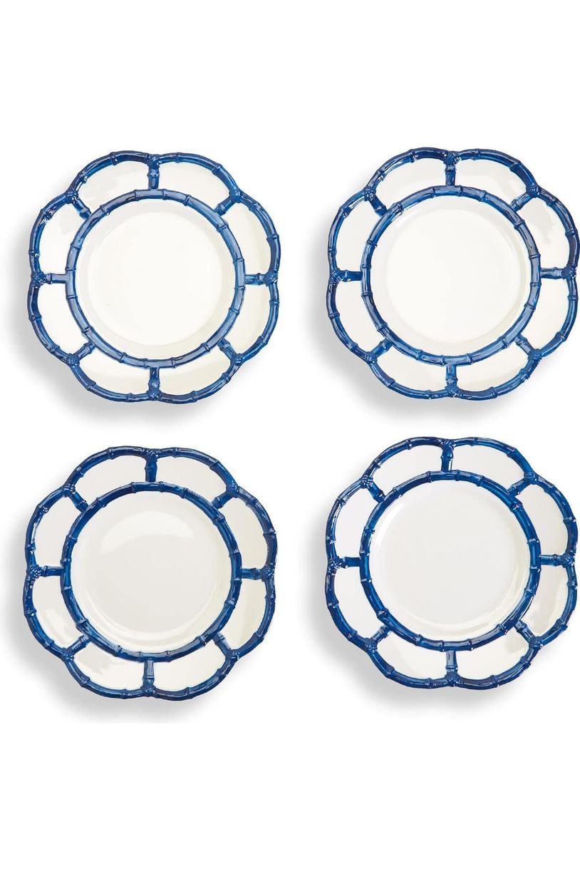 Blue Bamboo Salad Plate S/4