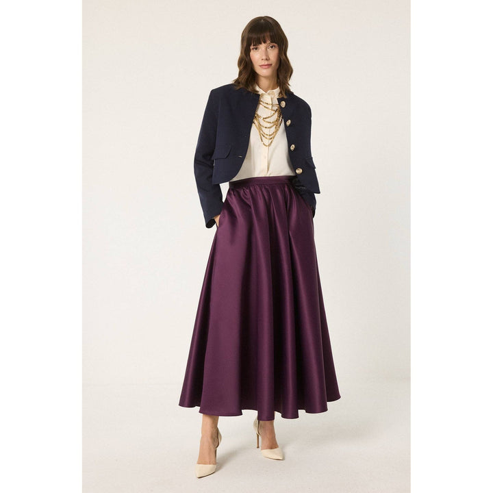 Plum Satin Maxi Skirt
