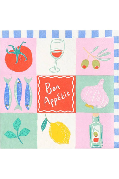 Talking Tables USA - Bon Appetit Recycled Paper Napkins | 20 Pack | Summer |
