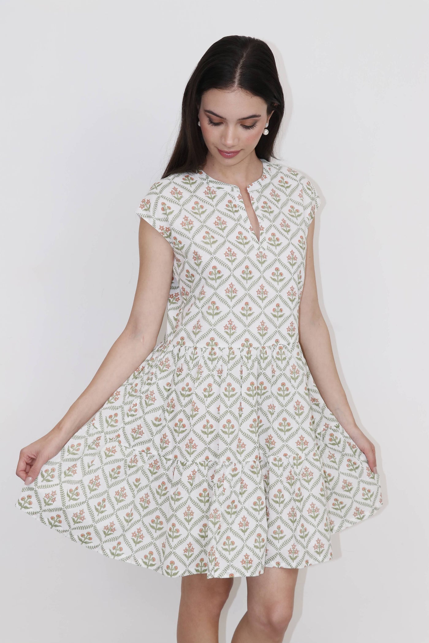 Green and Orange Floral Dress