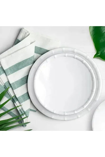 White Bamboo Salad Plate S/4