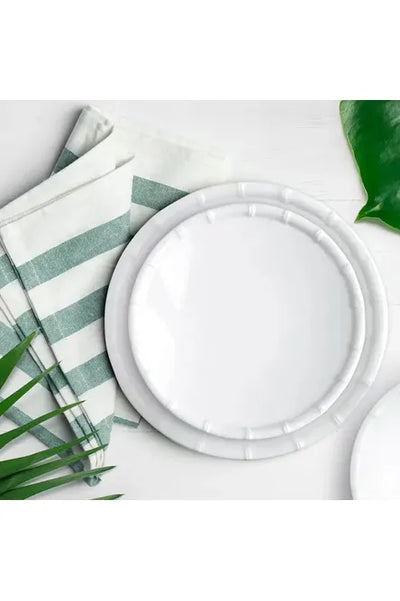 White Bamboo Dinner Plate S/4