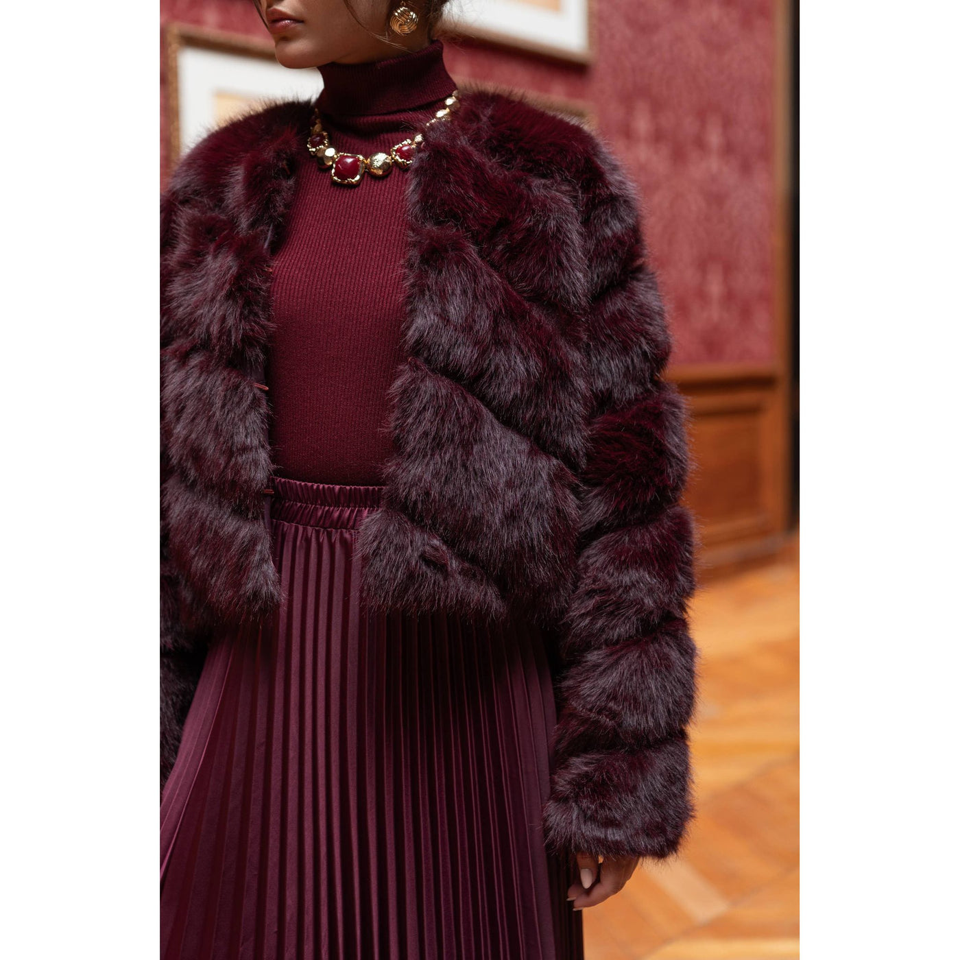 Bordeaux Faux Fur Jacket