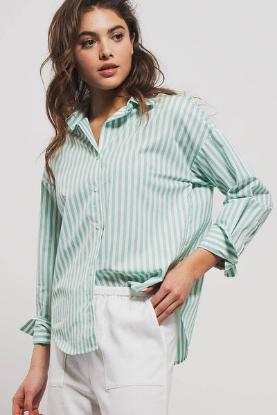 Urban Daizy - Striped Shirt: Light PINK