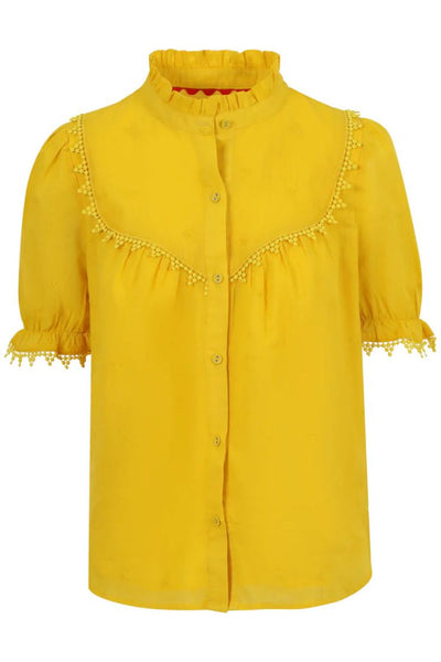 Osaka Cotton Embroidered Top Sulphur Yellow