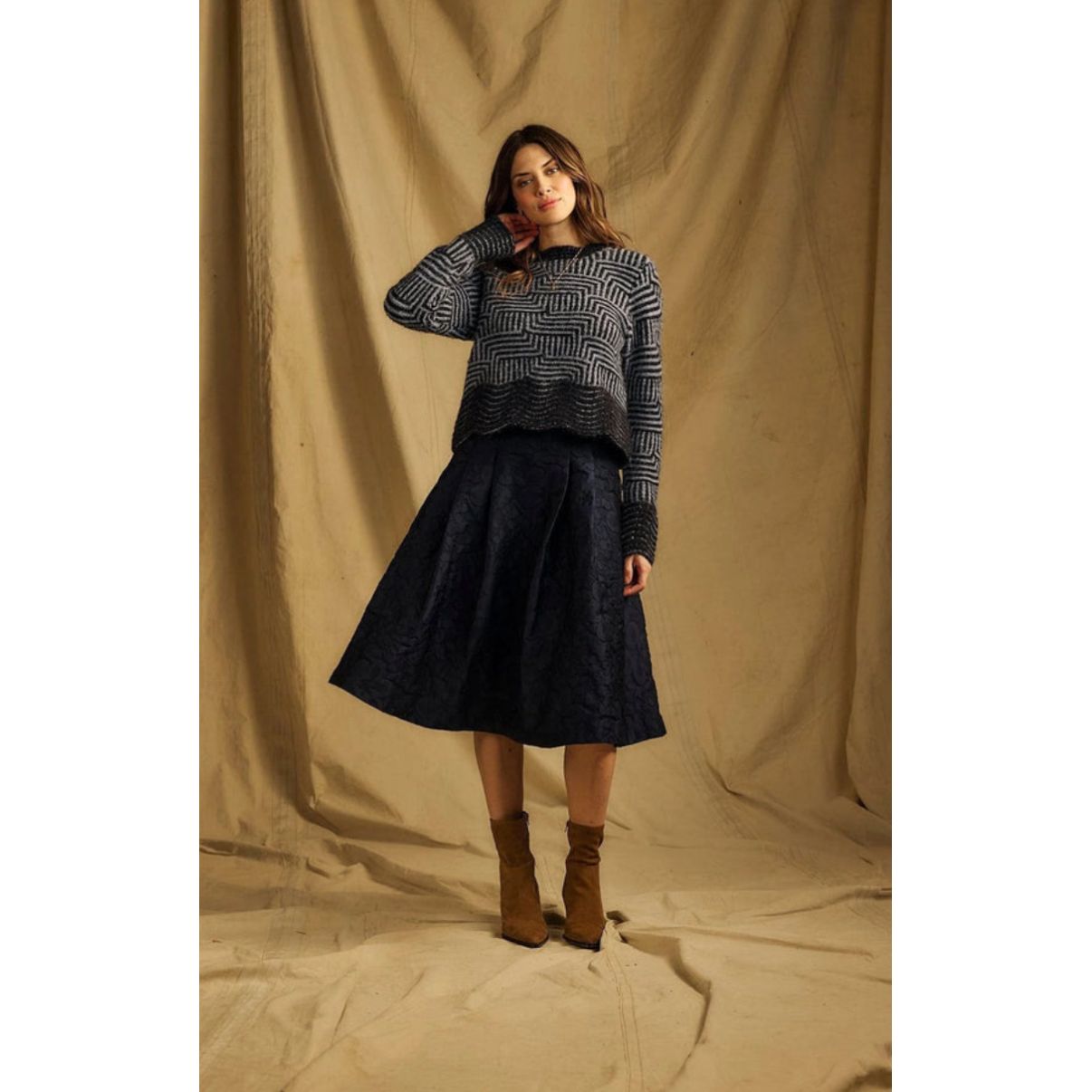 Crew Neck Textured Sweater Maritime Blue