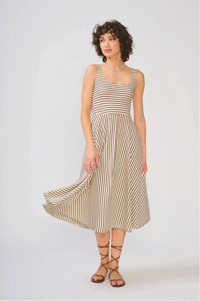 Audrey Dress Mocha Stripe
