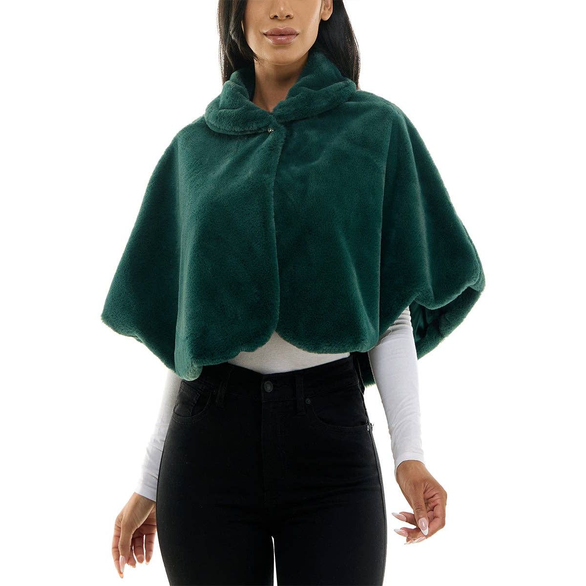 Emerald Luxe Faux Fur cape