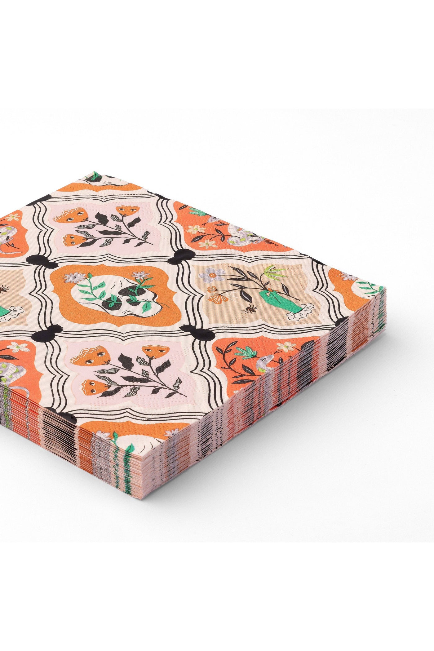 Floral Halloween Skulls & Spiders Dinner Napkins Bonjour Fête