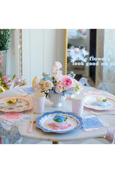 Bonjour Fête - BELLE BLUE ELEGANT FLORAL COCKTAIL NAPKINS
