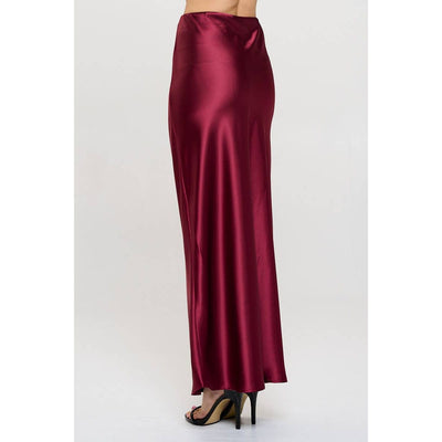 Satin Maxi Skirt Burgandy