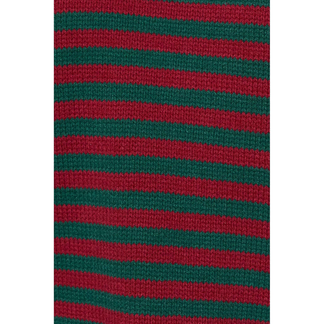 Striped Knit Sweater and Wide Leg Pant Set-Red + Green