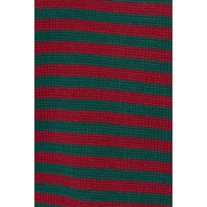 Striped Knit Sweater and Wide Leg Pant Set-Red + Green