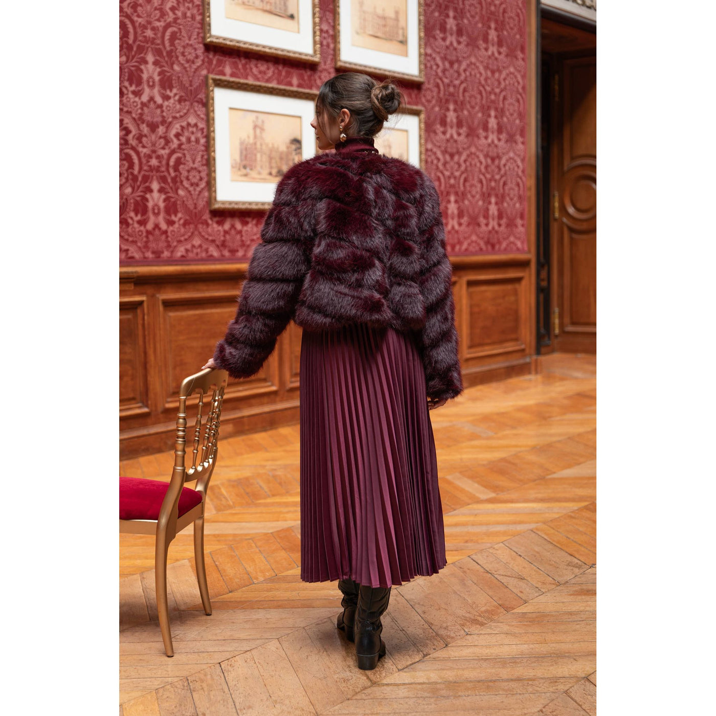 Bordeaux Faux Fur Jacket