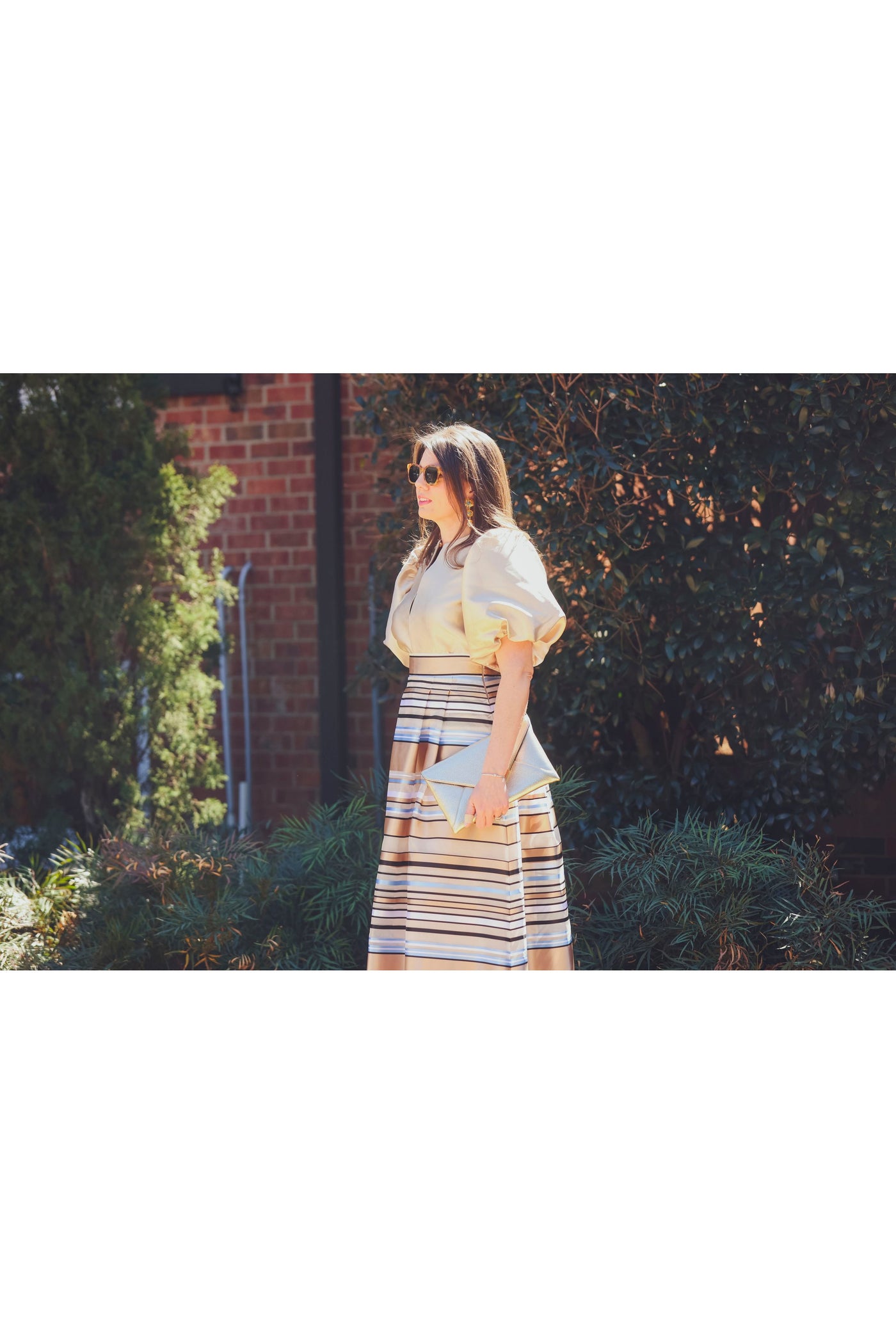 Milva Mi Ribbon Gold and Blue Stripe Skirt