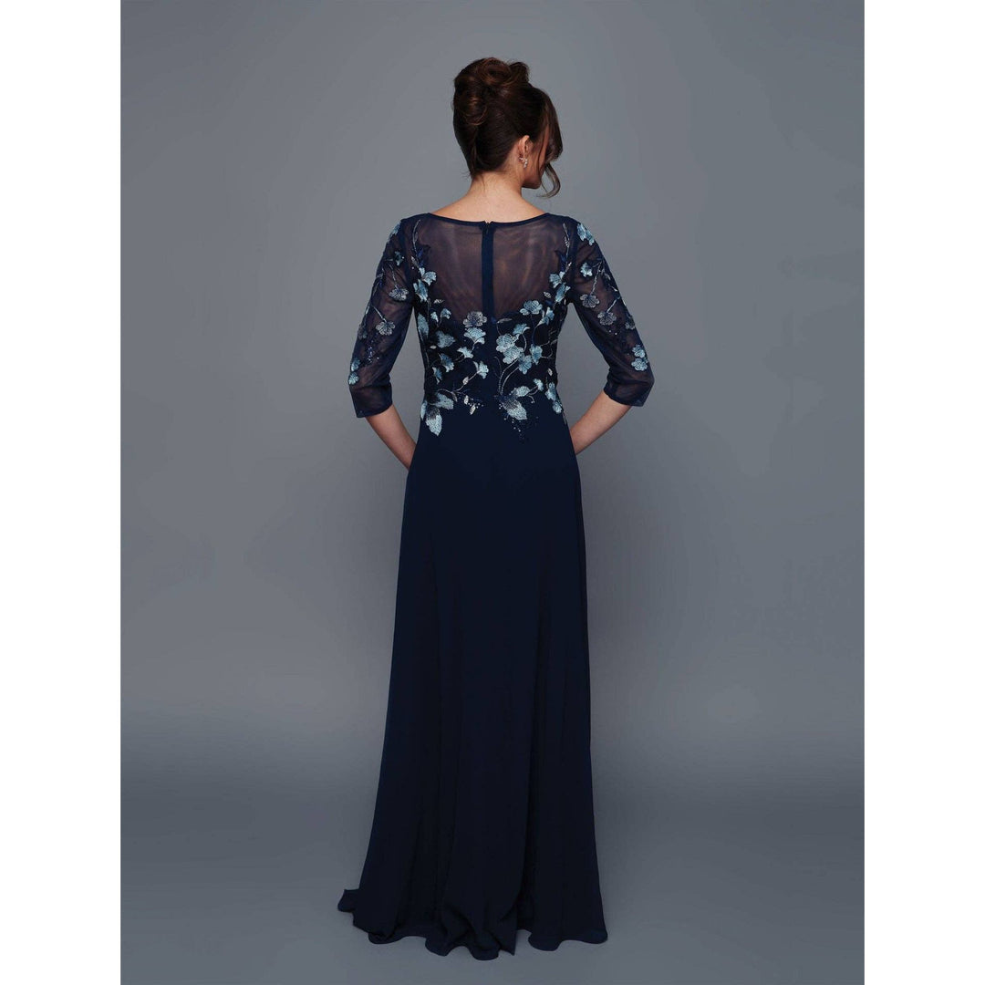 Navy Embroidered Gown