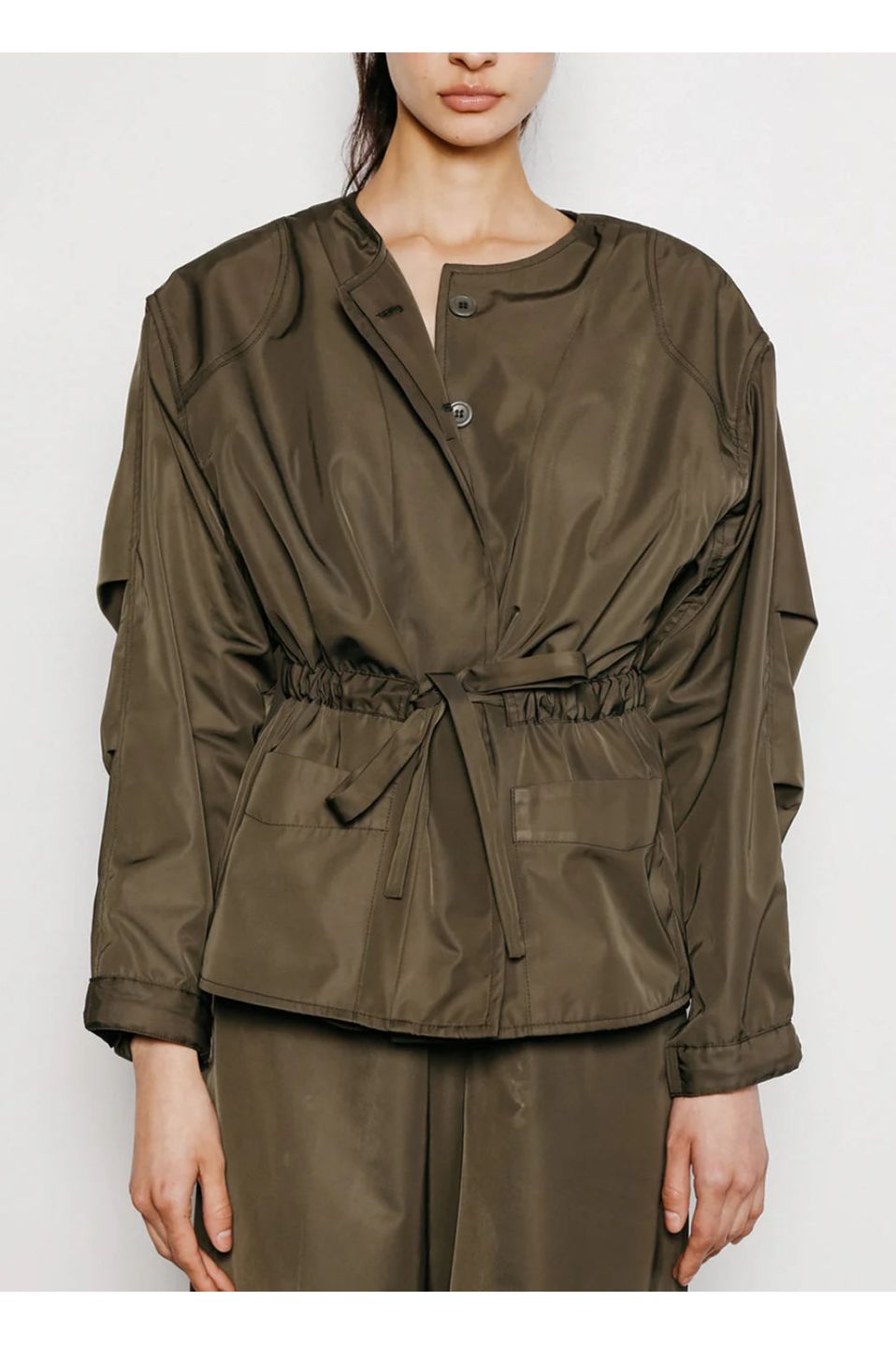 Freya Drawstring Olive Jacket