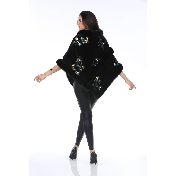 Embroidered Velvet Poncho